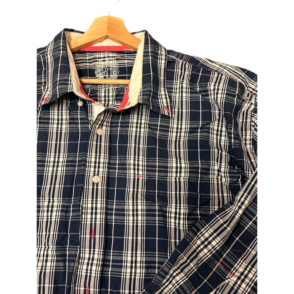 Cutter & Buck Long Sleeve Casual Shirt Mens Size 3XB Dark‎ Blue Plaid